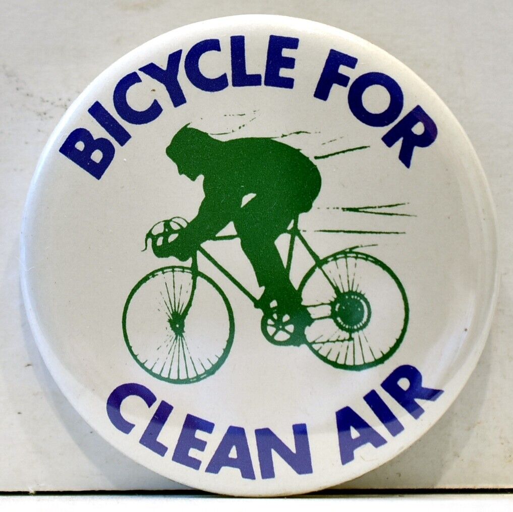1970s Bicycle For Clean Air Climate Change Environmental Greenpeace Protest Pin