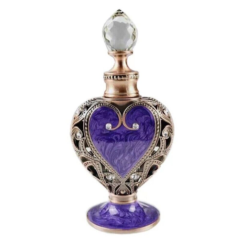 Refillable Metal Empty Gift Vintage Purple Perfume Glass Bottle Crystal Openwork