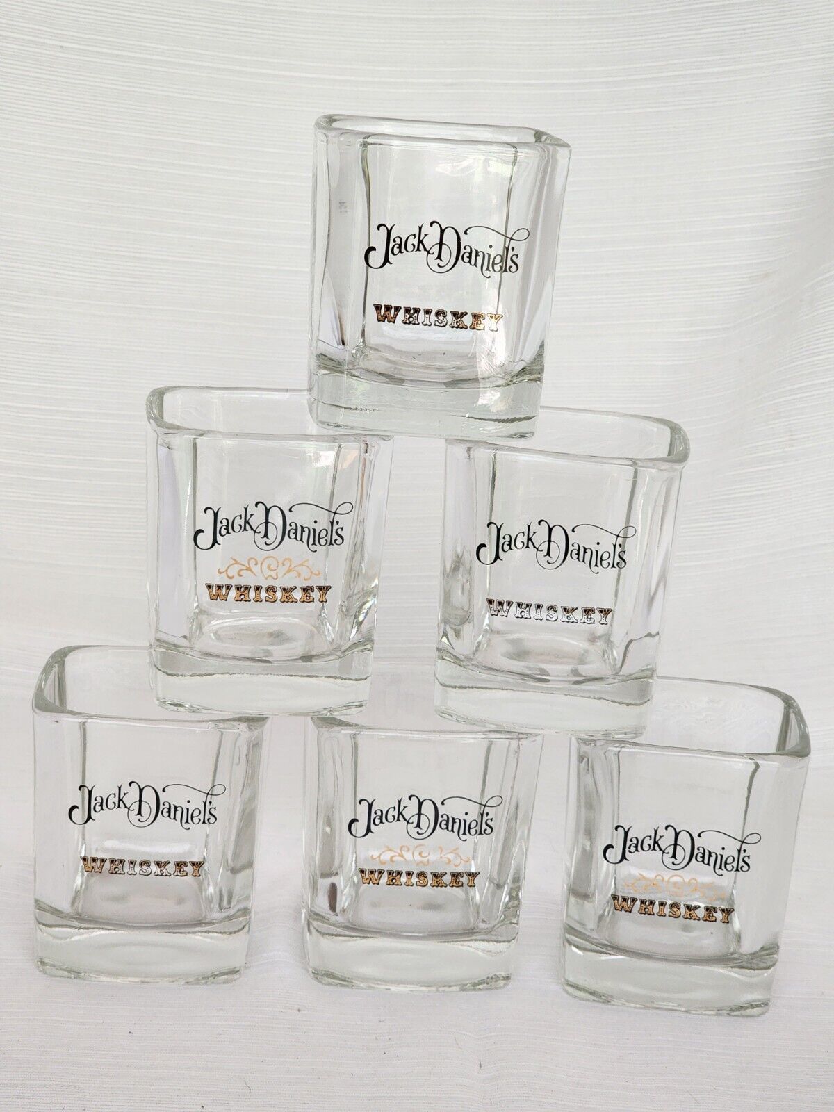 Set of 6 Jack Daniels Square Whiskey Glasses