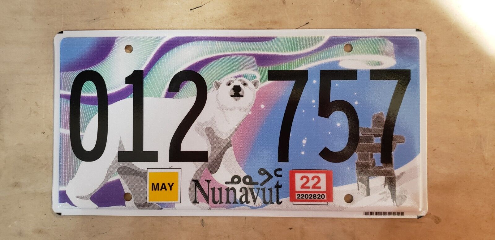 Rare Nunavut Polar Bear Vehicle License Plate
