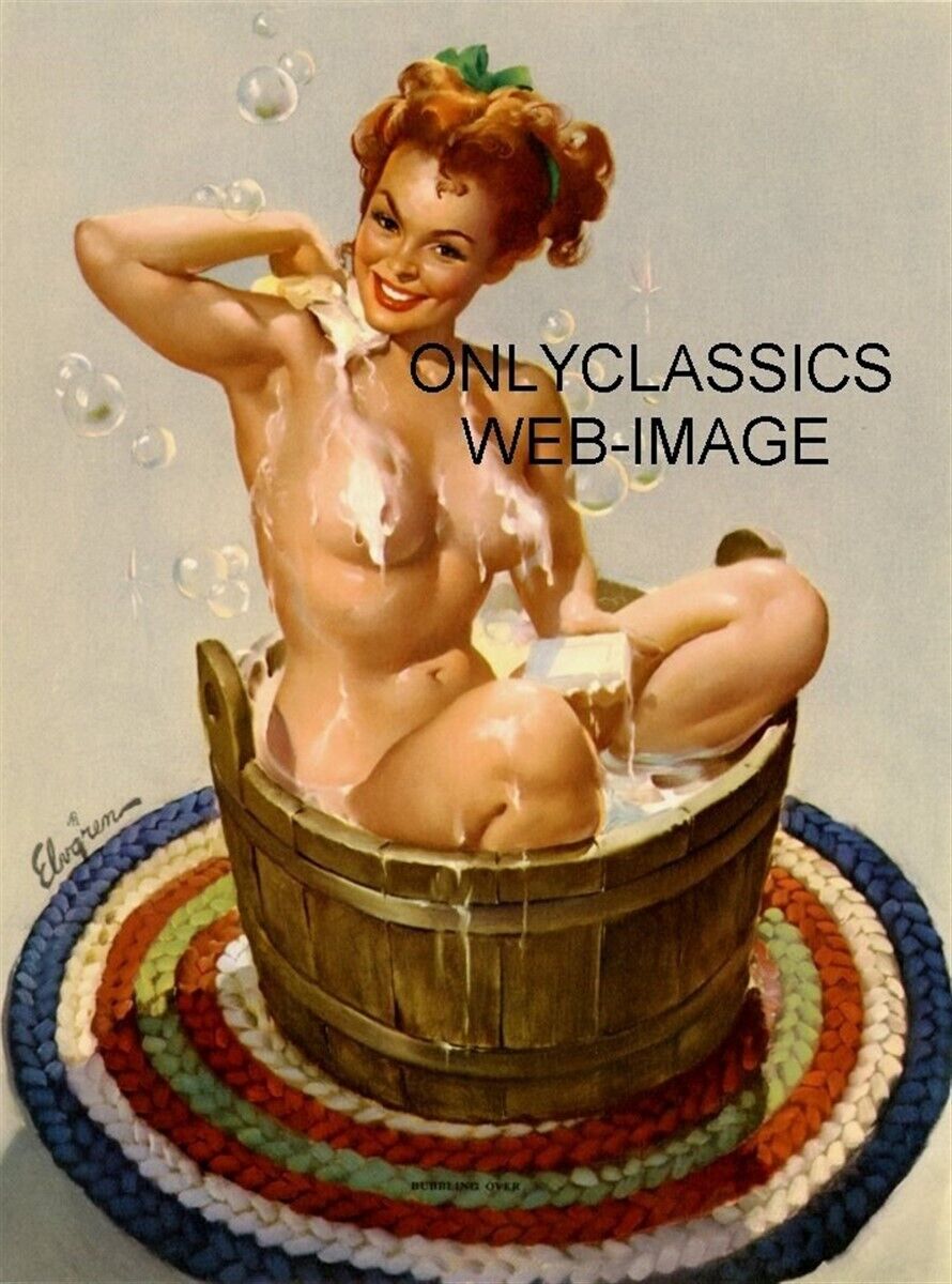 BUBBLING OVER PERKY REDHEAD SEXY GIRL GIL ELVGREN 8.5X11 POSTER PINUP CHEESECAKE