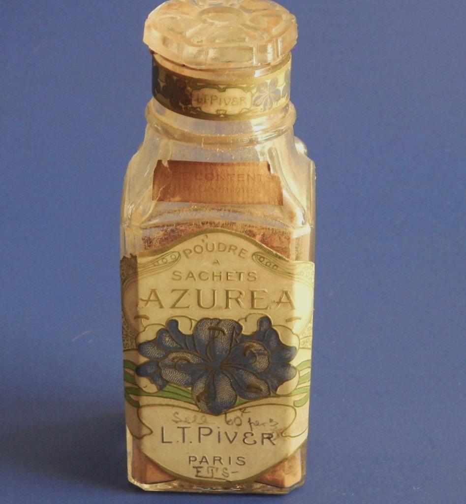 Vintage L.T.Piver, Large Azurea Poudre Sachet / Potpourri Bottle 6 Inches Tall