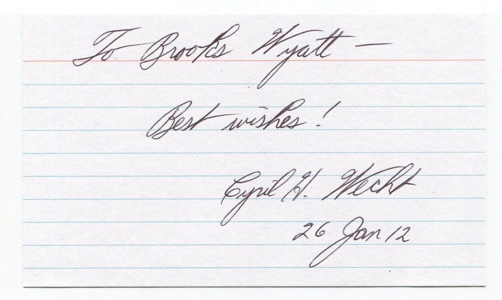 Cyril Wecht Signed 3x5 Index Card Autographed John JFK Assassination