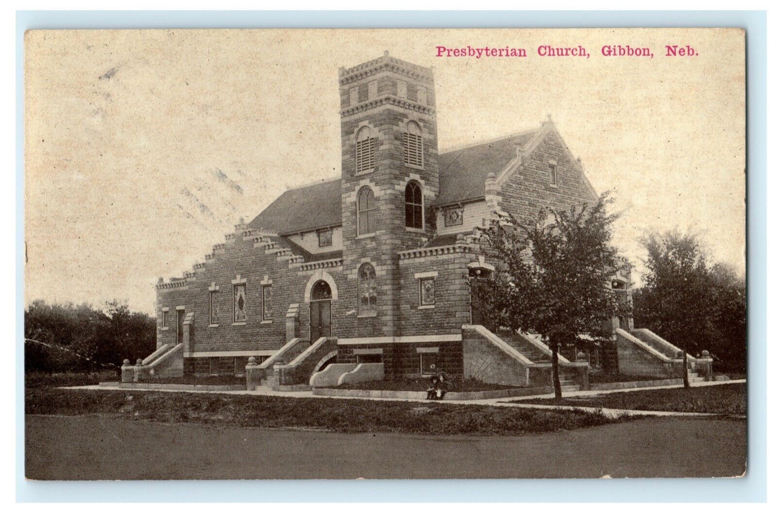 Presbyterian Church Gibbon Nebraska 1914 Madison Halloween Antique Postcard