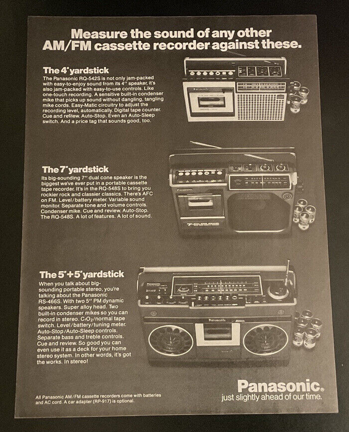 1977 ORIGINAL PANASONIC PRINT AD - AM/FM CASSETTE RECORDER/PLAYER