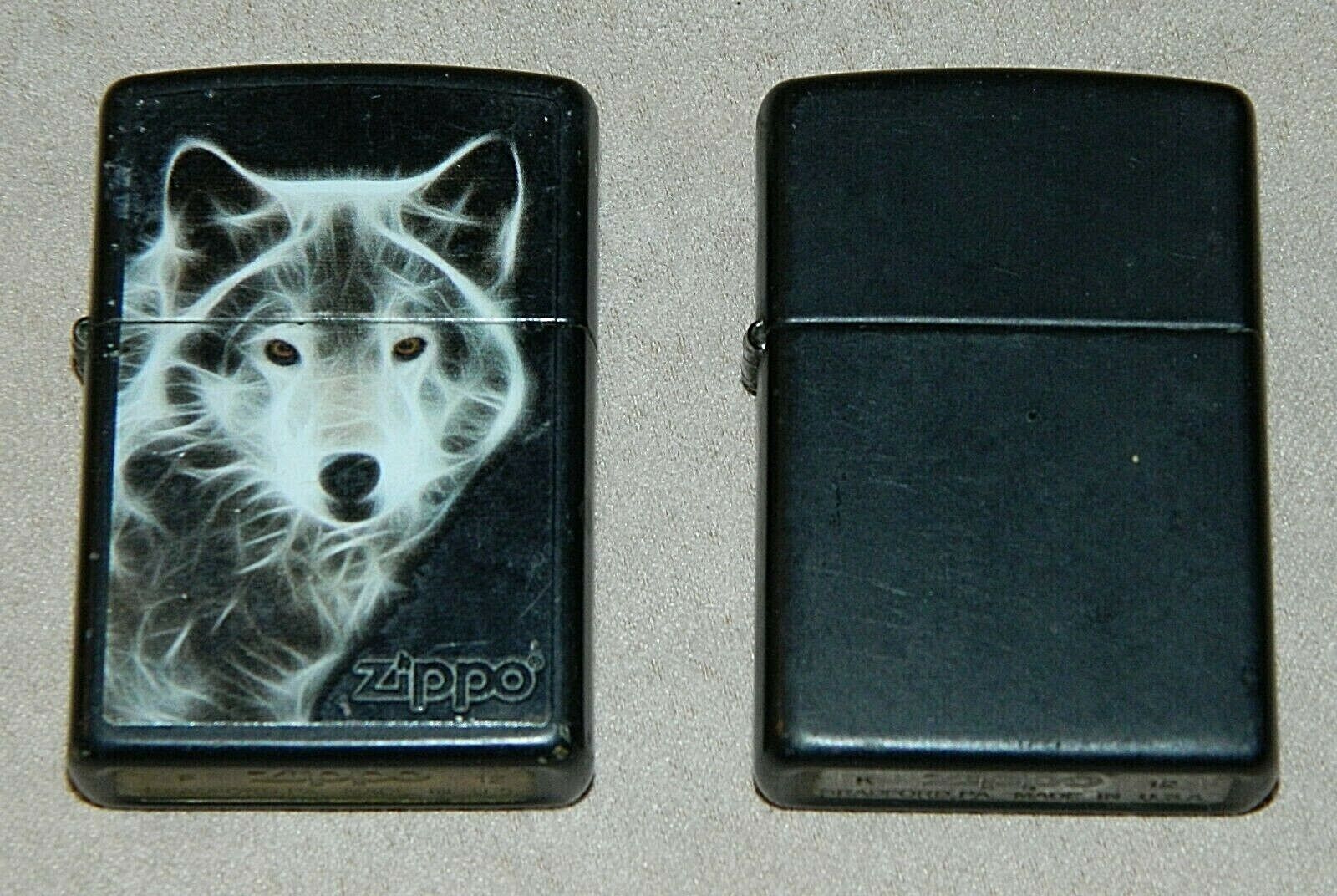 Original Vintage ZIPPO 28303 White Wolf Exclusive Lighter + 1 Black Matte ZIPPO
