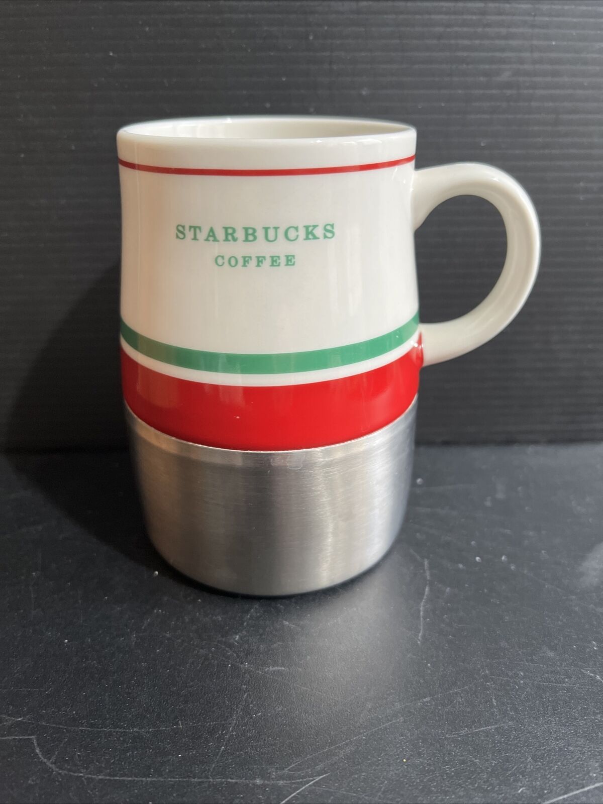2006 Starbucks Holiday Travel Mug Cup Ceramic Stainless Steel rubber bottom