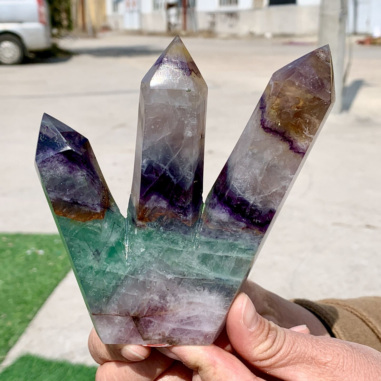 1.19LB Natural colour Fluorite Crystal obelisk crystal wand healing