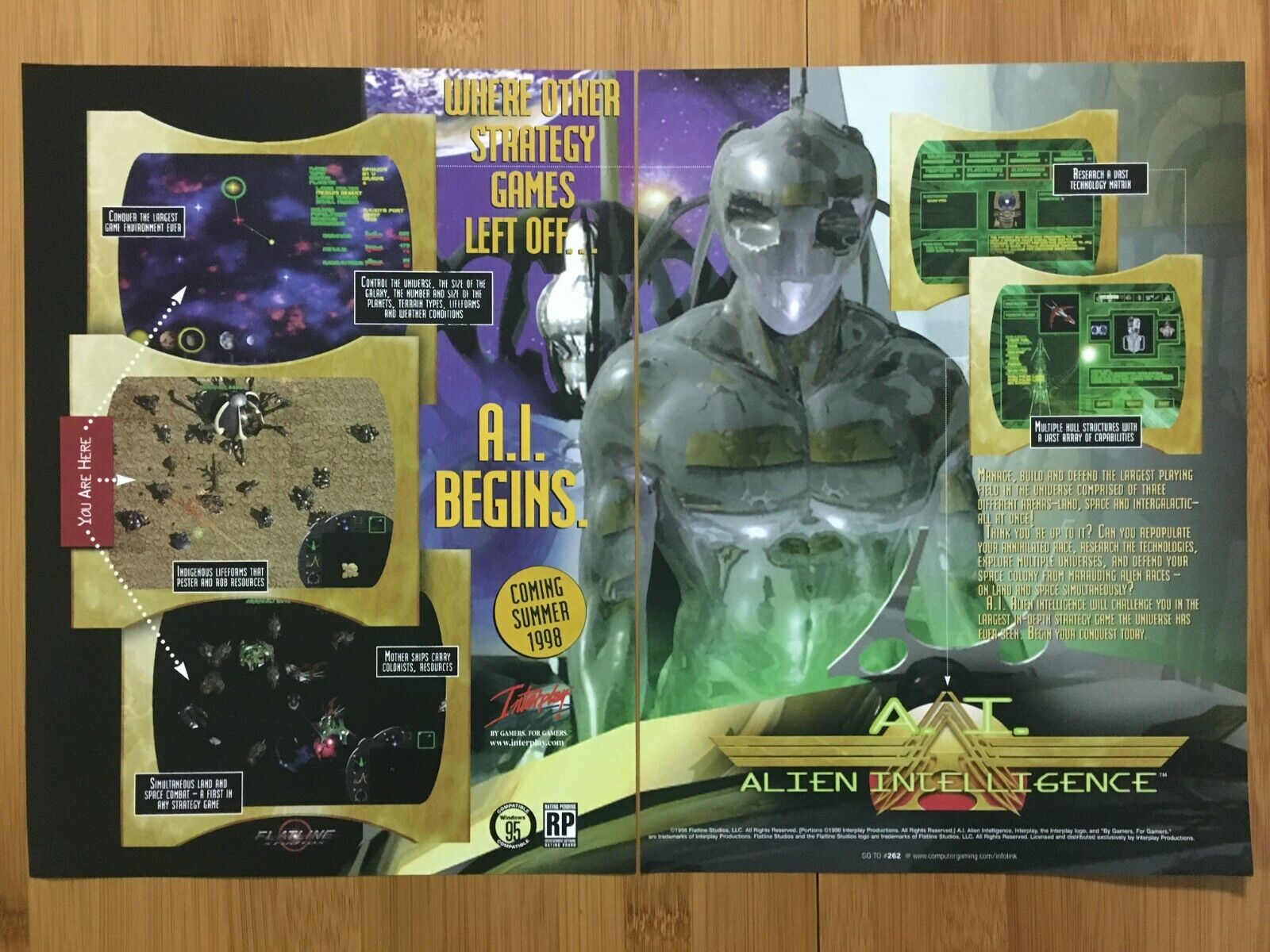 A.I. Alien Intelligence PC 1998 Print Ad/Poster Art Official Big Box Promo Rare