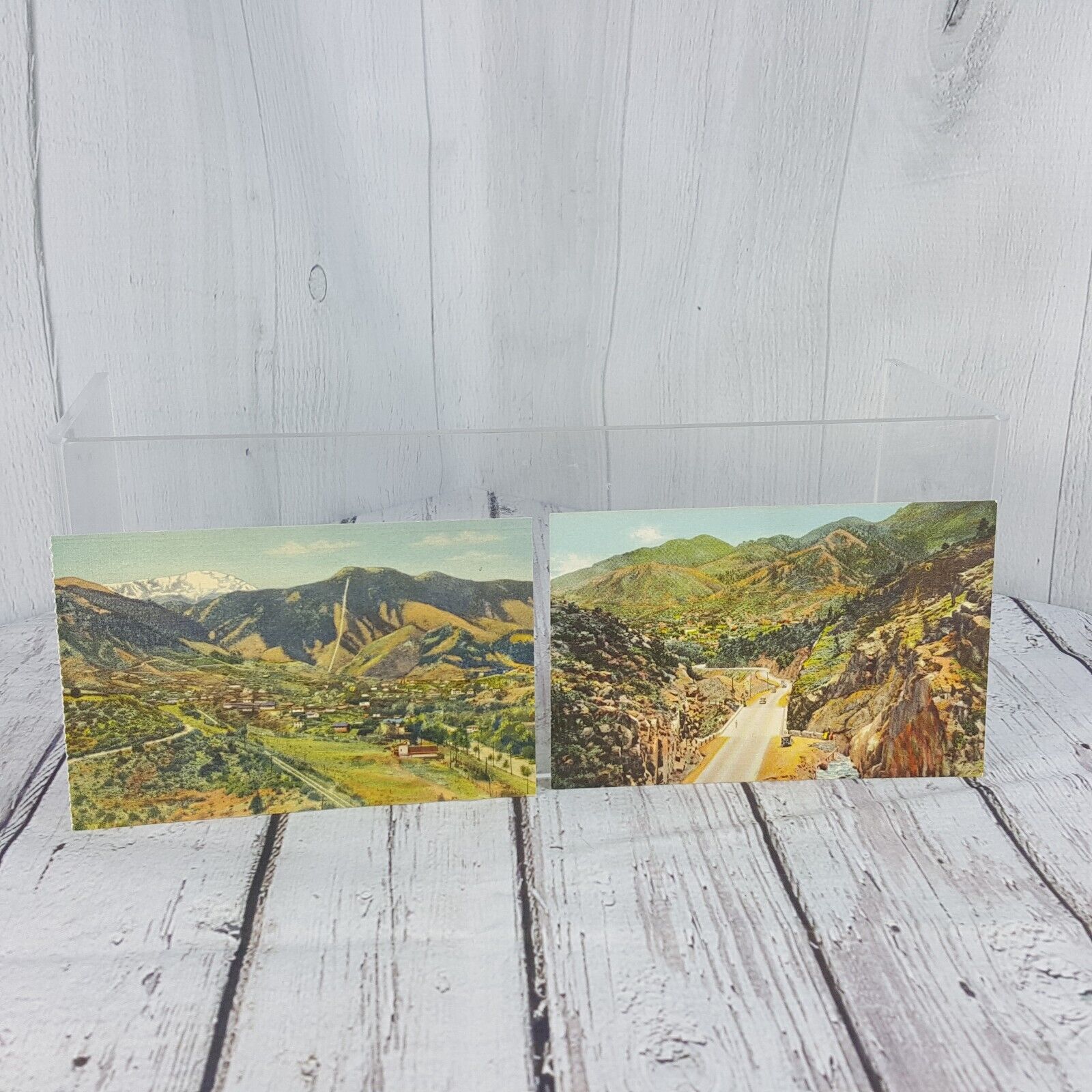 Vintage Color 2 Postcards Manitou Springs Ute Pass Colorado Sanborn Color Tone