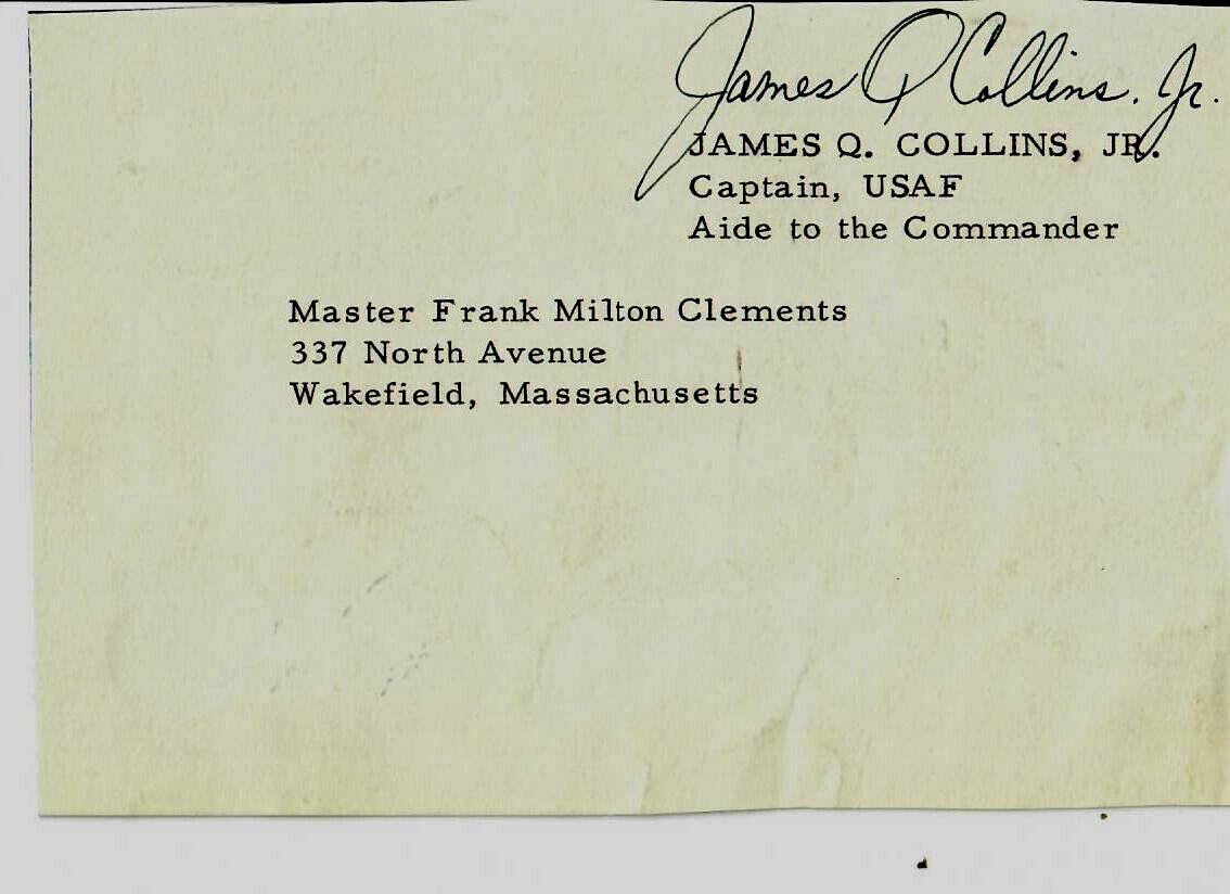 “2,721 POW” Col James Q Collins Jr Hand Signed Envelope Panel