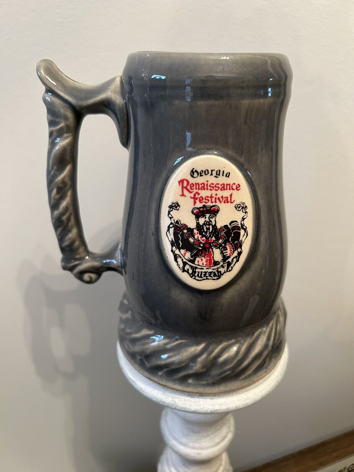 Georgia Renaissance Festival 1991 Hand Turned Beer Stein Gray Excellent