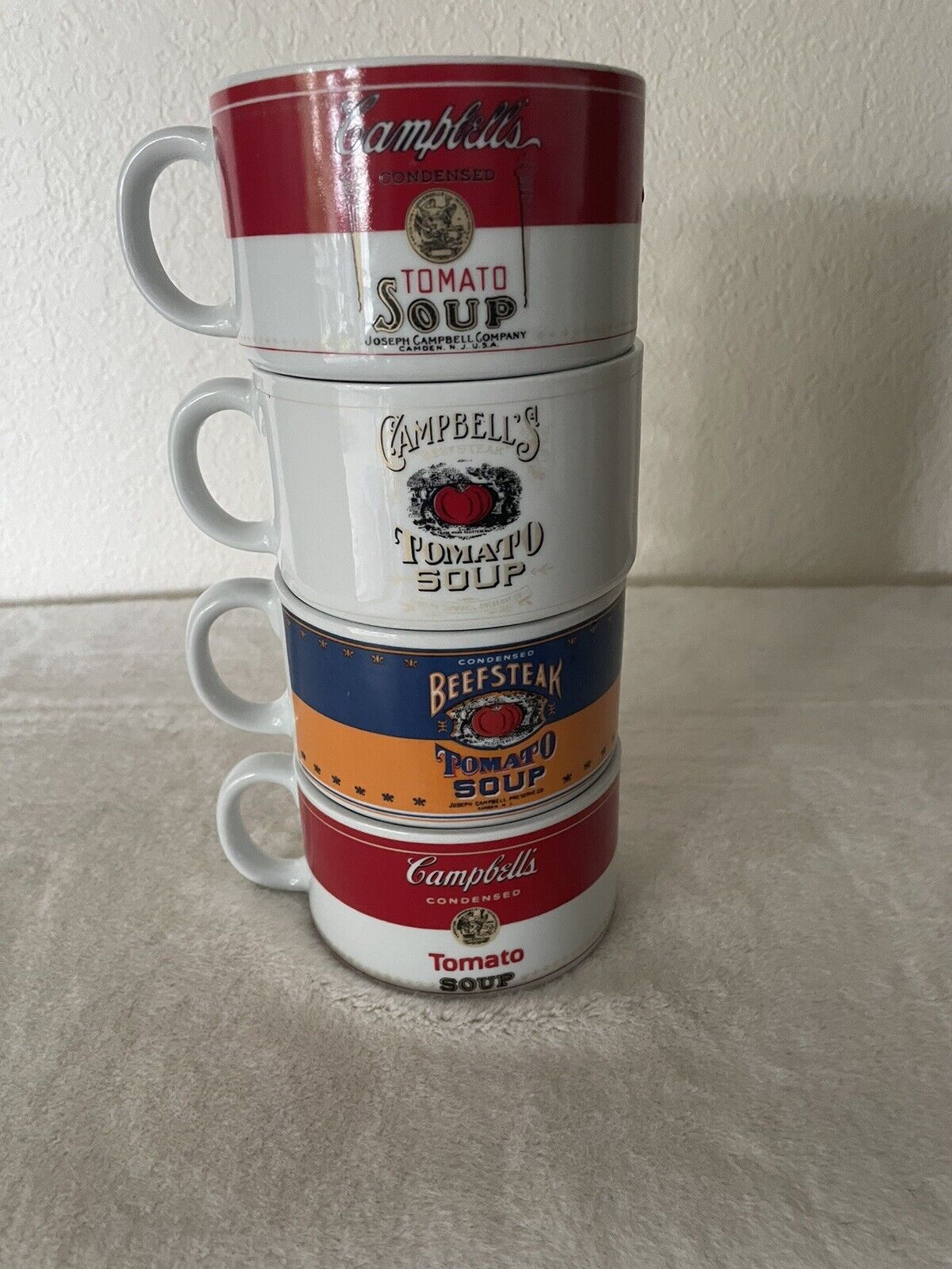 Cambell’s Soup Vintage Soup Mugs/Crocks With Handles Set Of 4