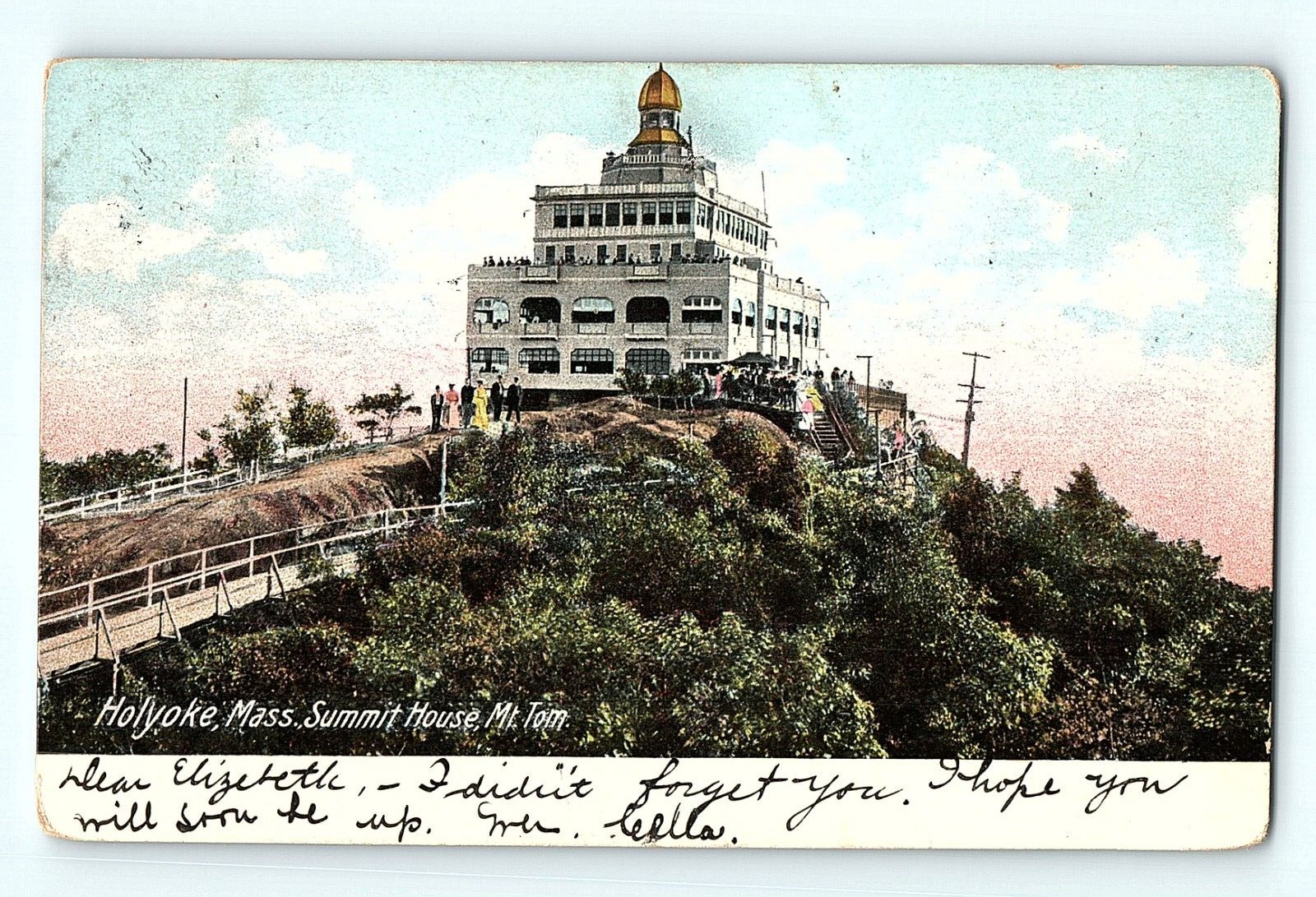 Mount Tom Summit House Holyoke Massachusetts 1906 Antique Postcard E2