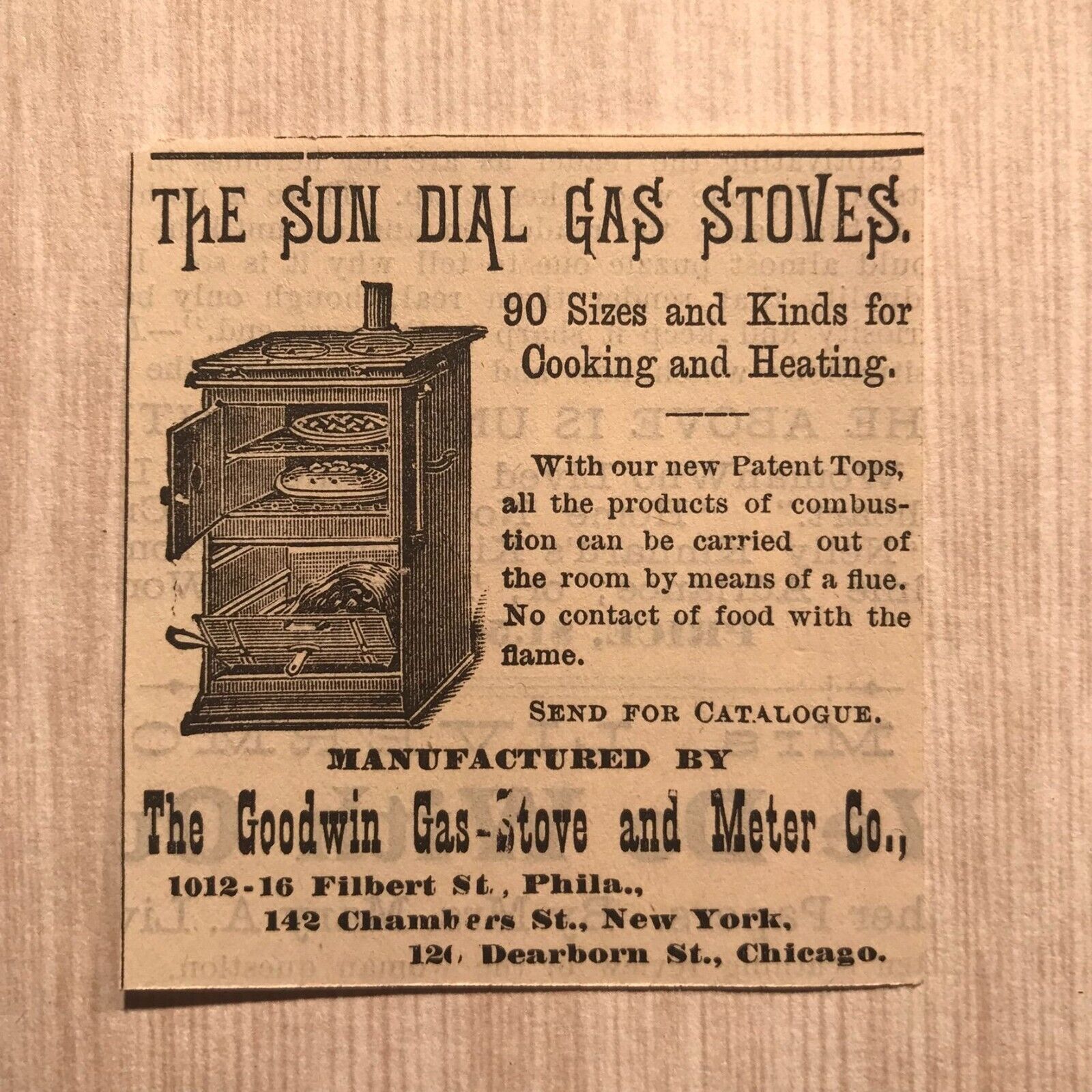1880s-90s Victorian Print Ad Goodwin Gas-Stove and Meter Co. / 2V1-27A