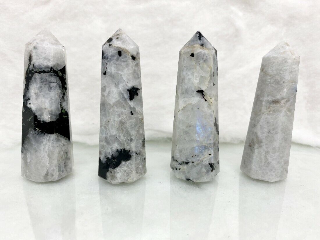 One(1) Pcs Rainbow Moonstone  Obelisk Points Crystal Tower Points