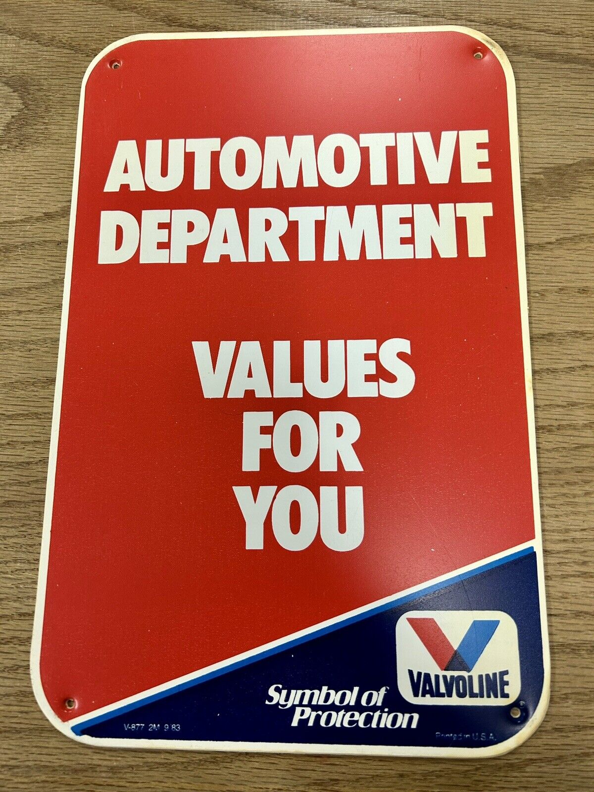 Vintage Valvoline Motor Oil Automotive Department Gas Station Old 2 Sided Sign