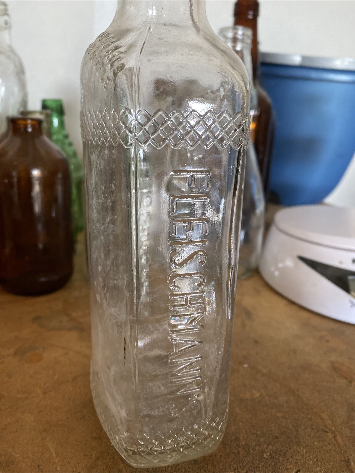 Fleischmann's Embossed Clear Glass Liquor Bottle