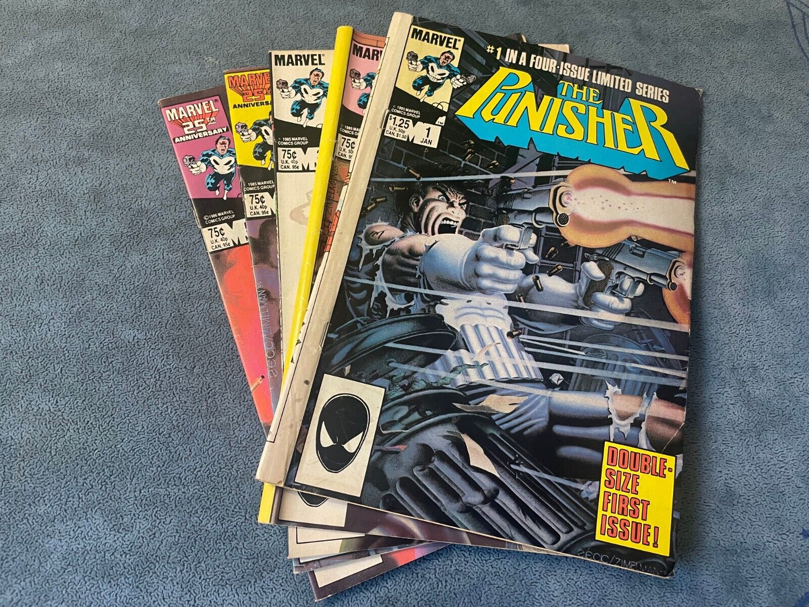 The Punisher #1-5 1986 Marvel Comics Complete Limited Series Mike Zeck Low Grade