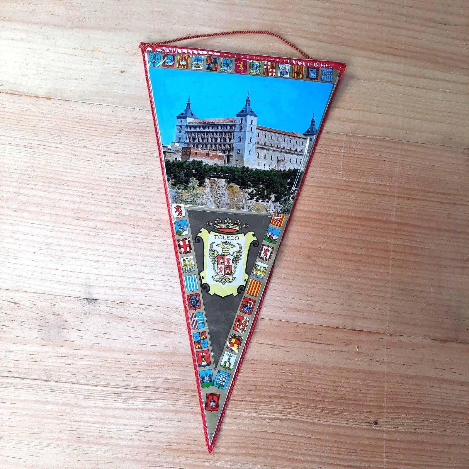 Vintage Alcazar of Toledo Spain Pennant Flag Travel Collectible RARE SEE VIDEO