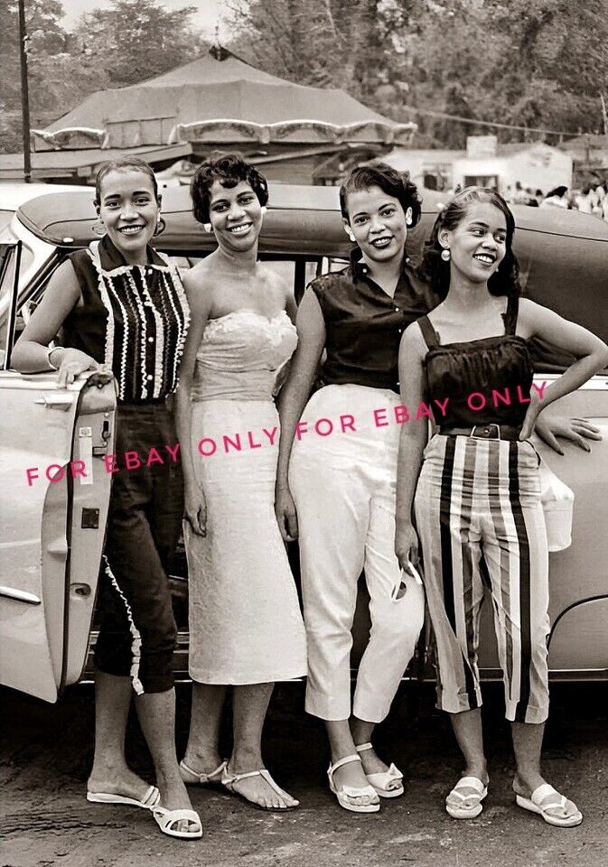 Vintage Old 1950's Photo Reprint of African American Fashionable Women Girls