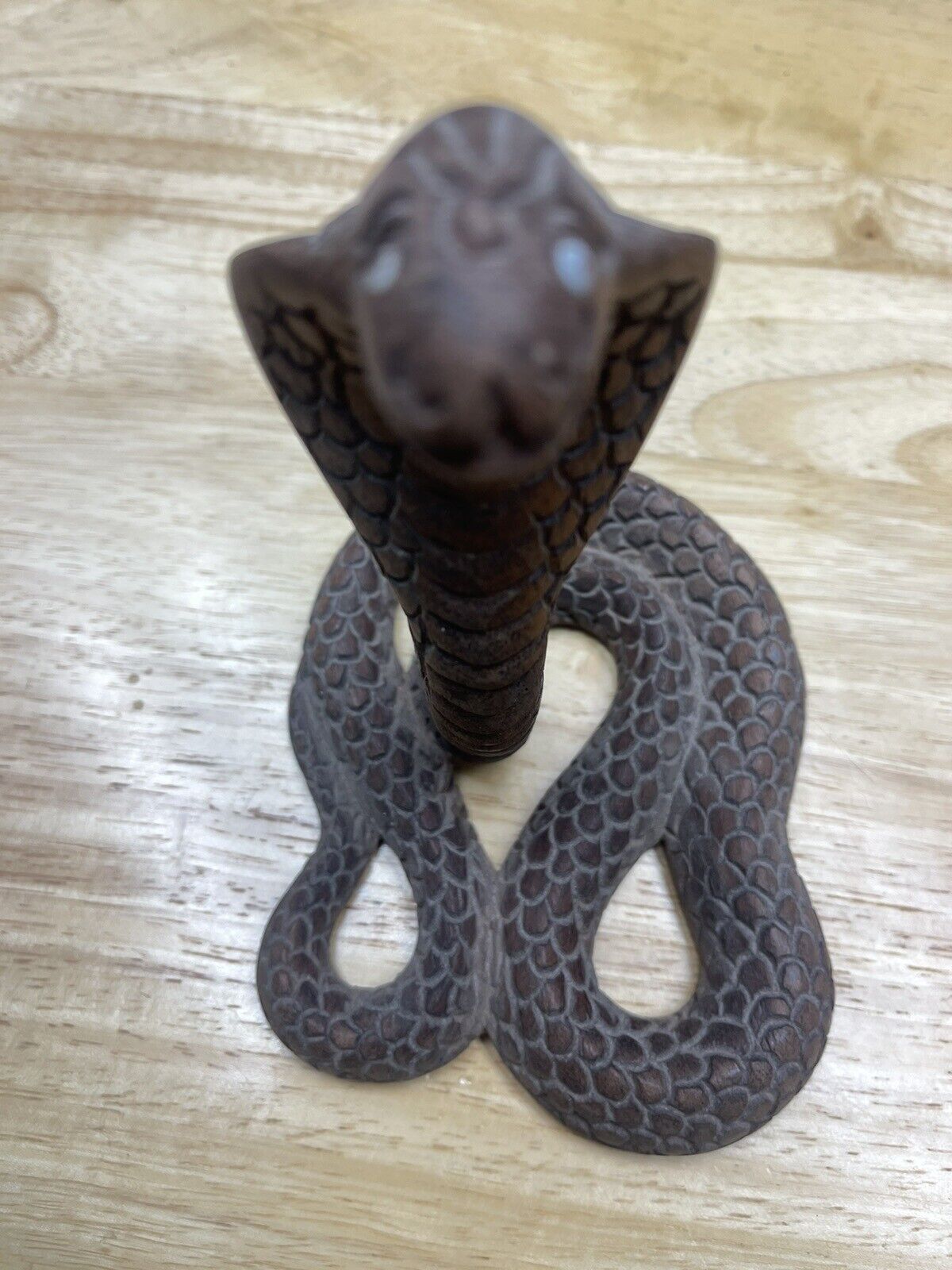 Vintage Carved Wood Cobra Snake 6” Tall Reptile Sculpture PoomPuhar Incense Hold