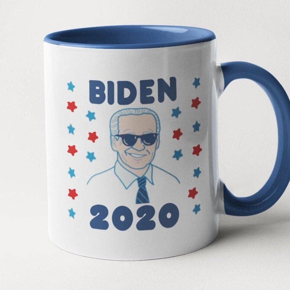 Calm Down Caren, Biden 2020 Coffee Mug, Democratic Race, White, Ceramic; 11 oz