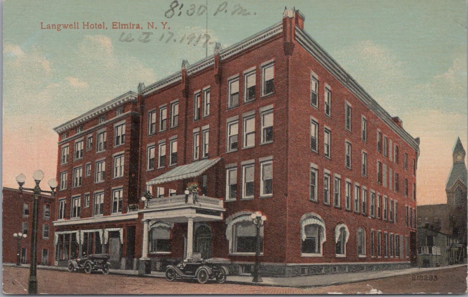 Postcard Langwell Hotel Elmira NY 