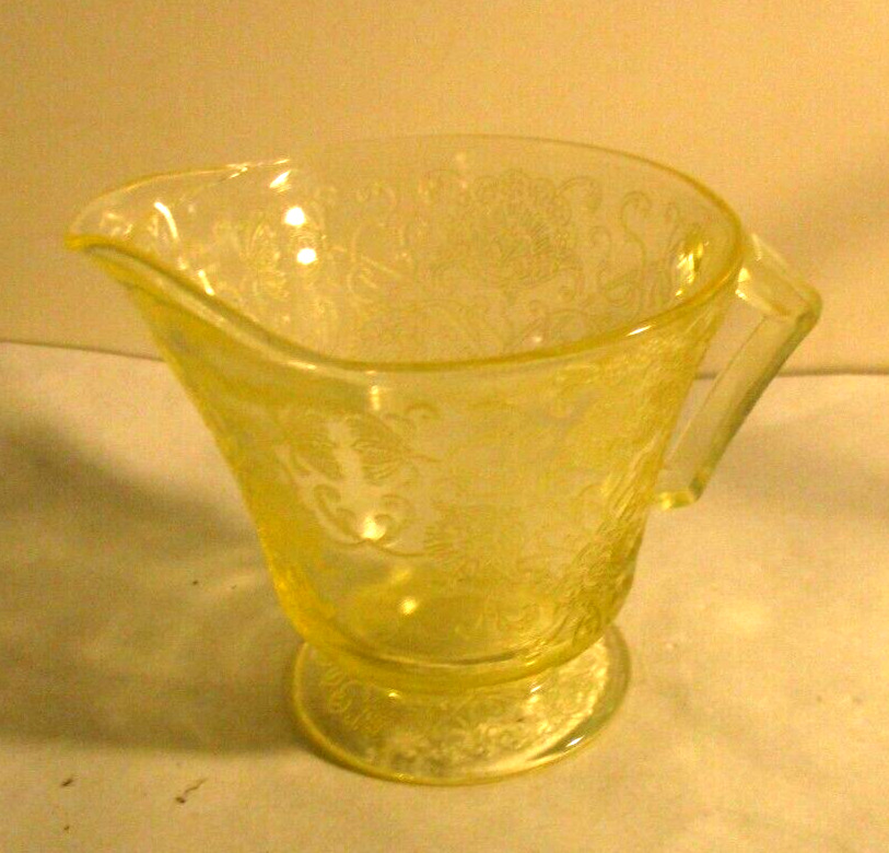 FLORENTINE #2 YELLOW  DEPRESSION GLASS   FOOTED CREAMER  PERFECT