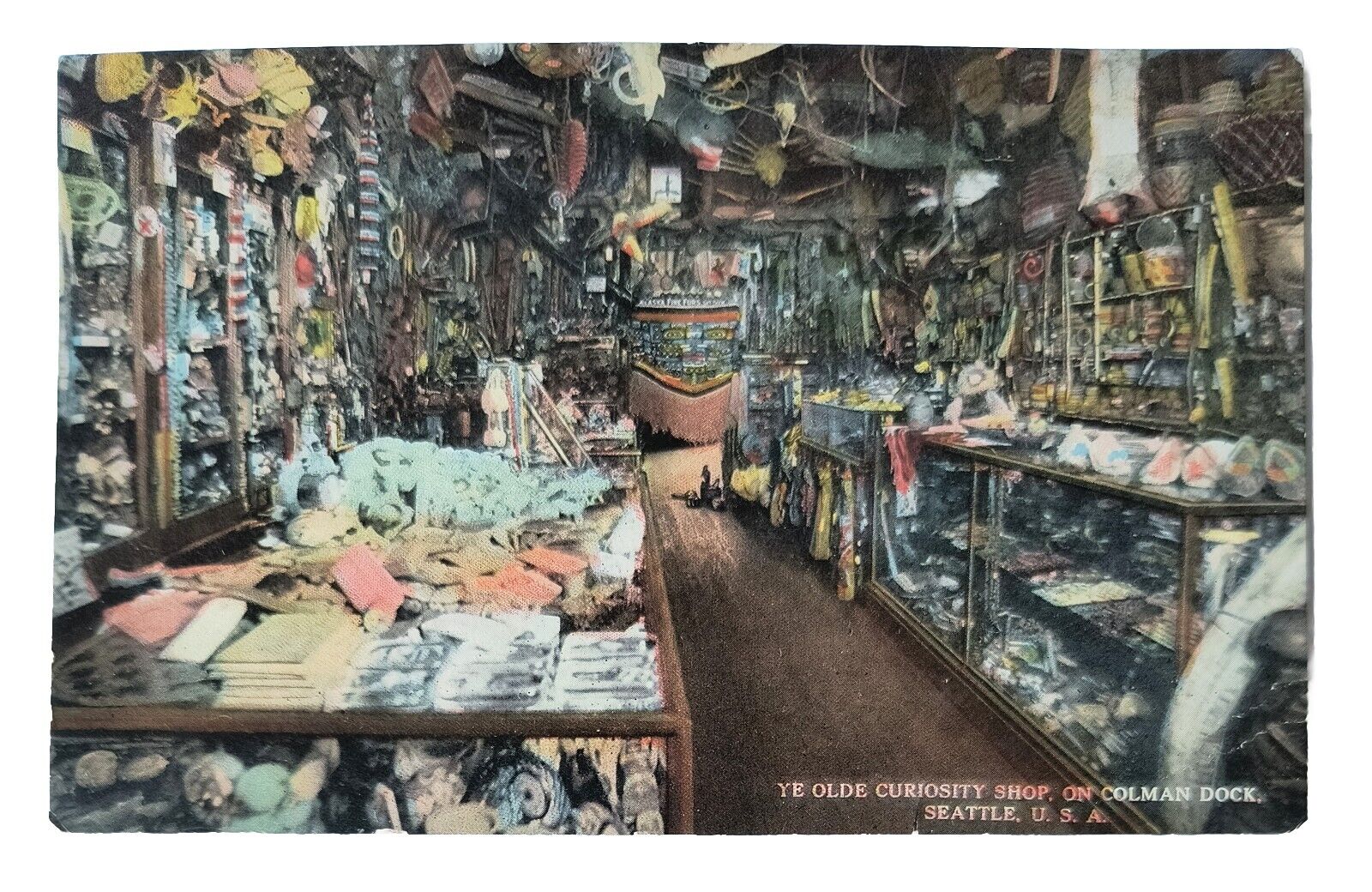 Seattle WA Washington Ye Old Curiosity Shop Interior Vintage Postcard D1