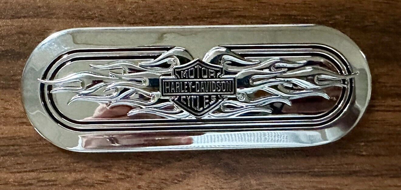 Harley-Davidson Medallion Emblem Bar & Shield with Flames Chrome