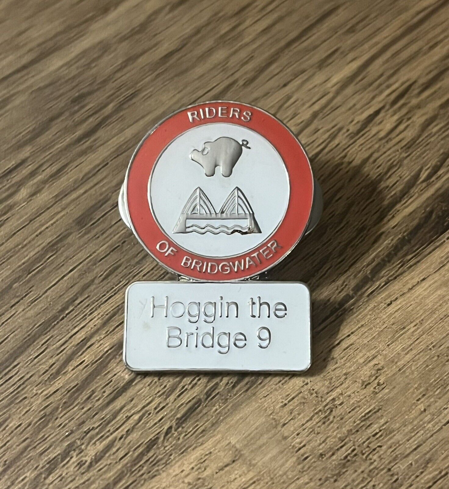 HARLEY DAVIDSON HOGGIN THE BRIDGE 9 RIDERS OF BRIDGEWATER  Pin Badge