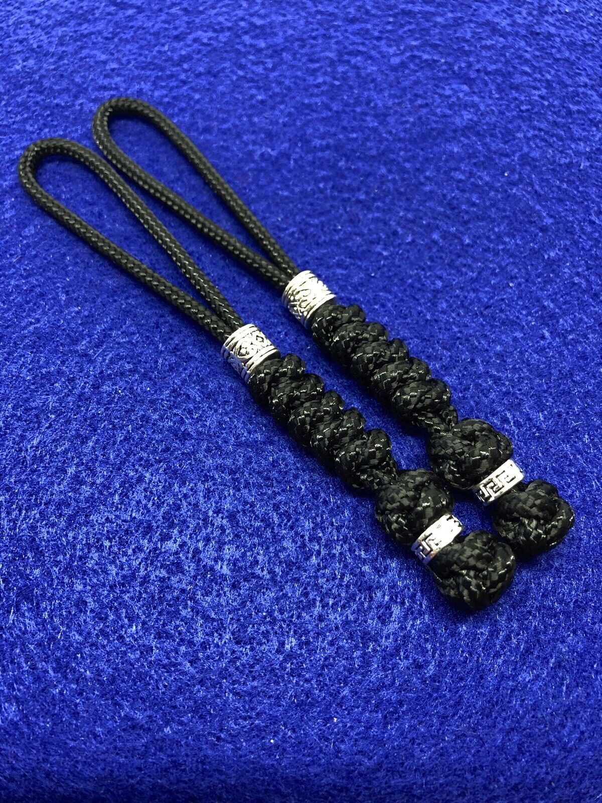325 Paracord Knife Lanyard Shorties 2pk, Black Snake Knot With Beads