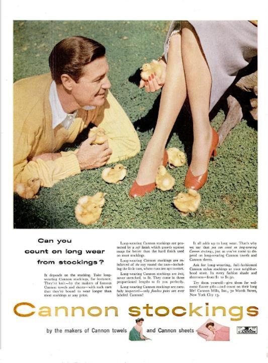 1954 Cannon PRINT AD Women's Nylon Stockings