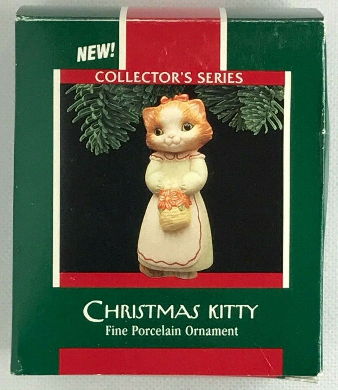 1989 Hallmark Keepsake Ornament Christmas Kitty Fine Porcelain .