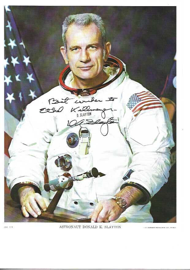 Signed color lithograph of Astronaut Deke Slayton