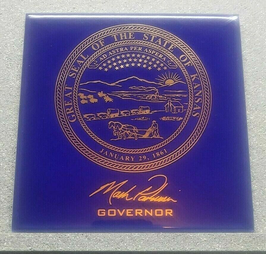 Mark Parkinson Governor Of Kansas Commemorative Tile Plaque Featuring State Seal
