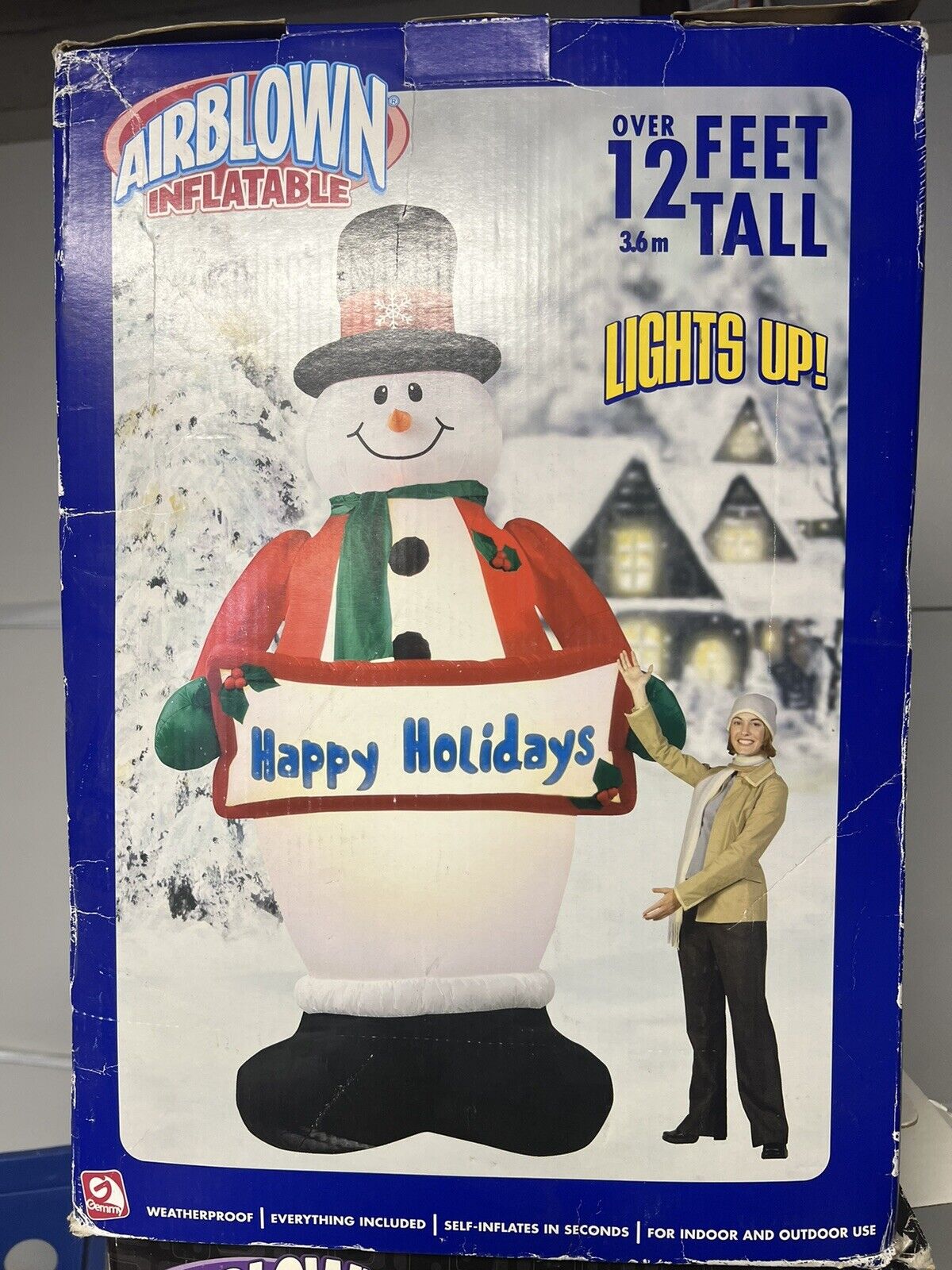 Air blown Inflatable 12 Ft Snowman Happy Holidays