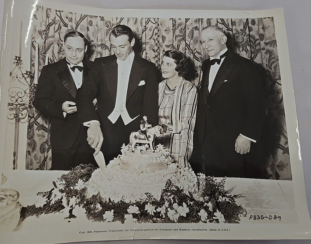 1934 Press Photo 8x10 Gary Cooper & Sandra Shaw Bride & Groom Paramount Party