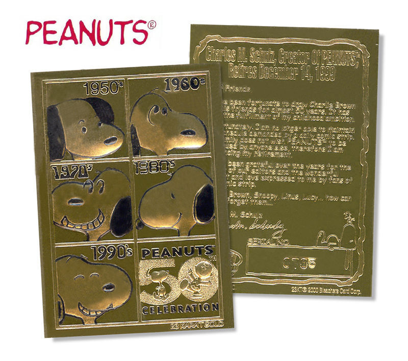 SNOOPY PEANUTS * 50th ANNIVERSARY * Officially Licensed Genuine 23K GOLD Card
