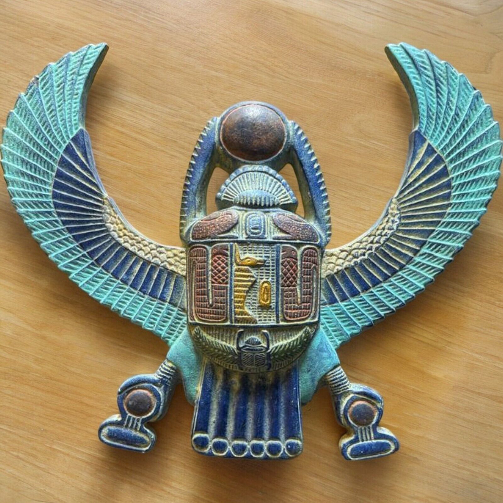 RARE ANCIENT EGYPTIAN ANTIQUES Scarab Beetle Large Winged Hanging on the Wall