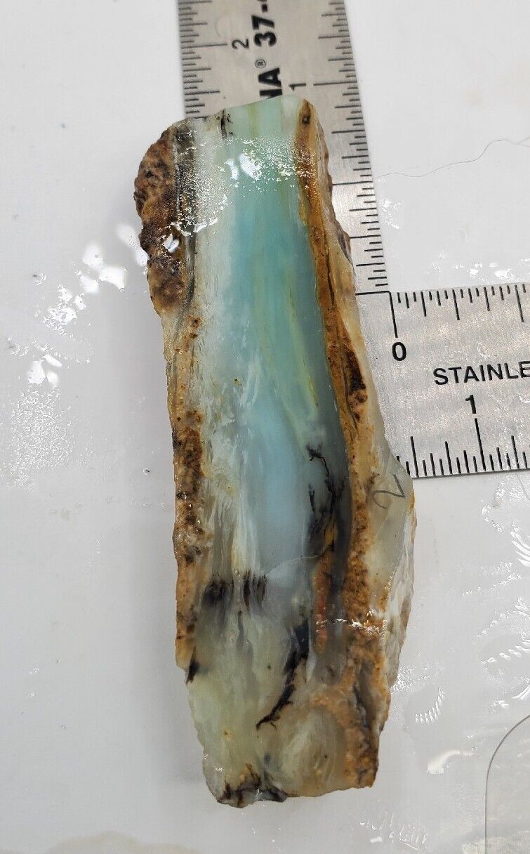 90ct AAA Dendritic Peruvian Blue Opal Rough Slab GEMMY JELLY OPAL