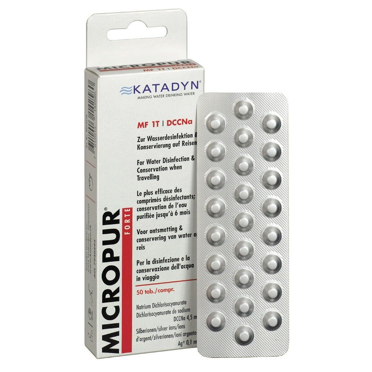 50pcs Water Purification Disinfection Tablets Katadyn Micropur Forte MF 1T Army