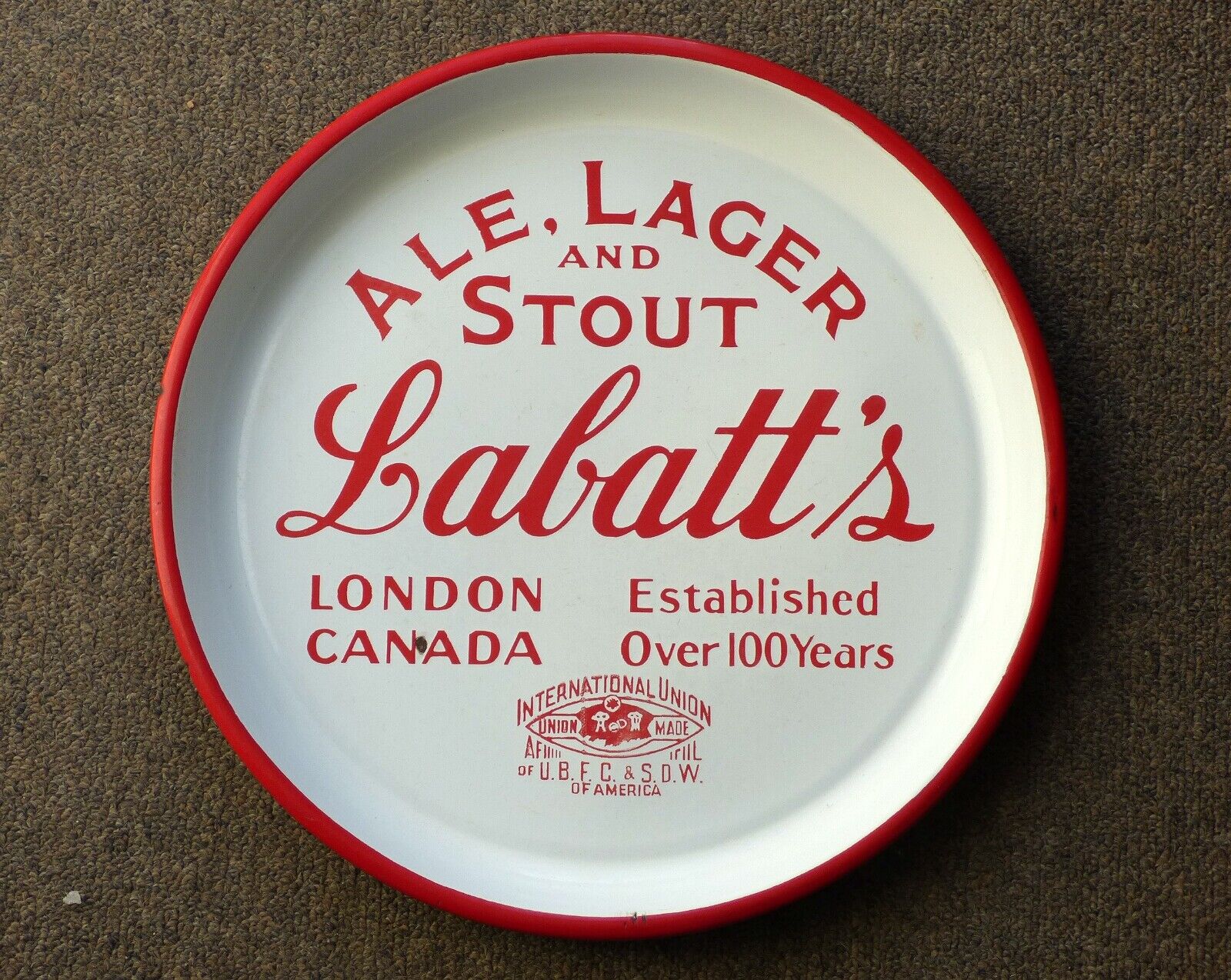 Antique Labatt\'s Ale, Lager & Stout porcelain beer tray 