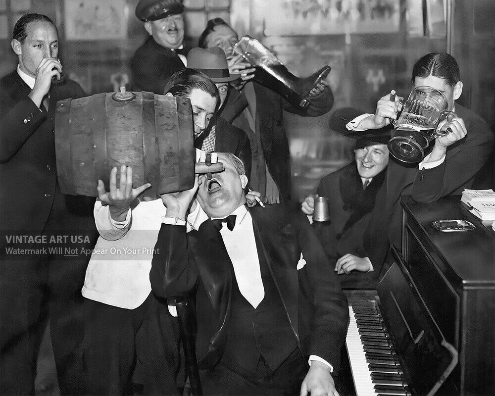 Funny End of Prohibition Celebration Photo - 1933 Vintage Drinking Bar Wall Art