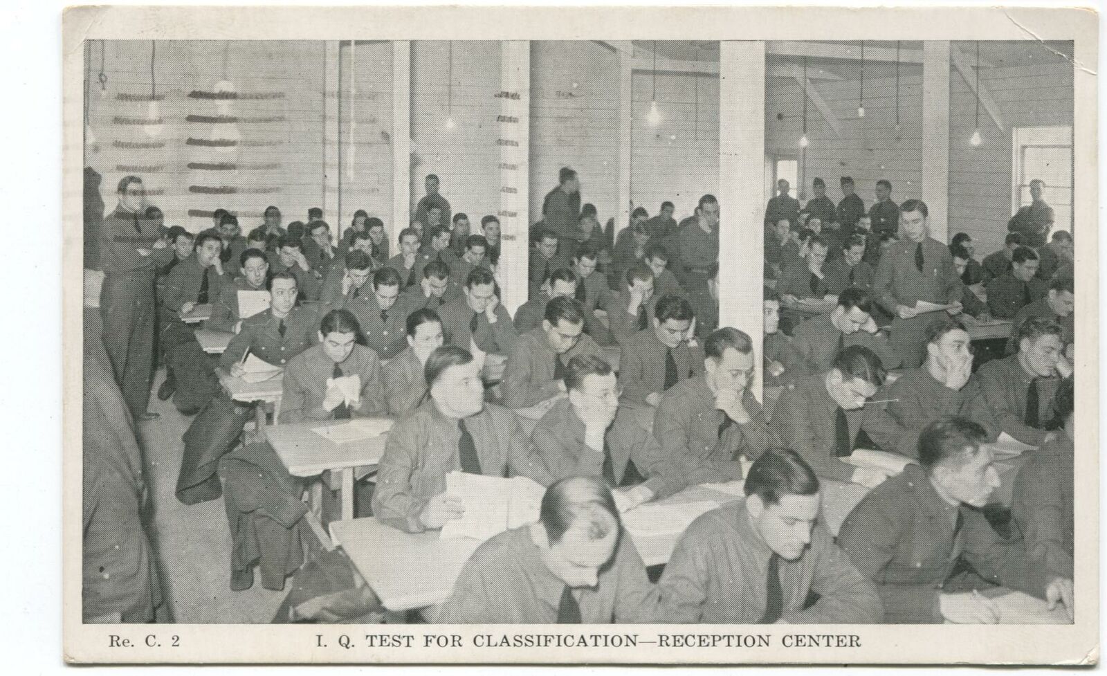 Military WWII postcard IQ Test for Classificaion Reception Center 