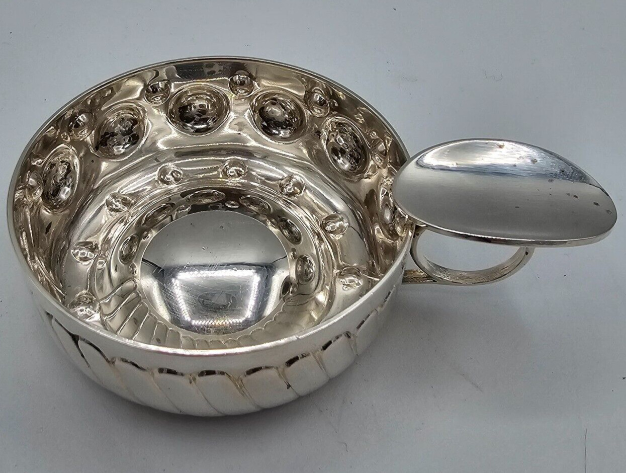 Silver Tastevin Wine Tasting Cup Star Stamped Spanish Italian French