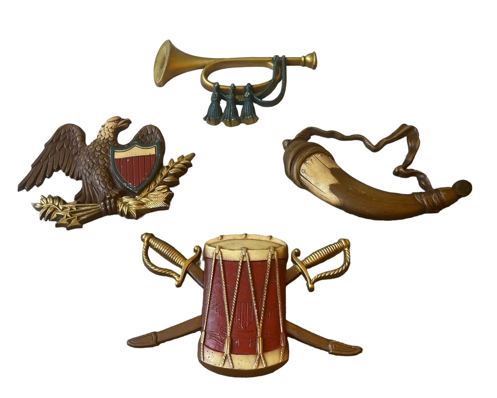 Sexton Patriot Wall Hangings - Lot Of 4 - Eagle, Bugle, Horn & Drum