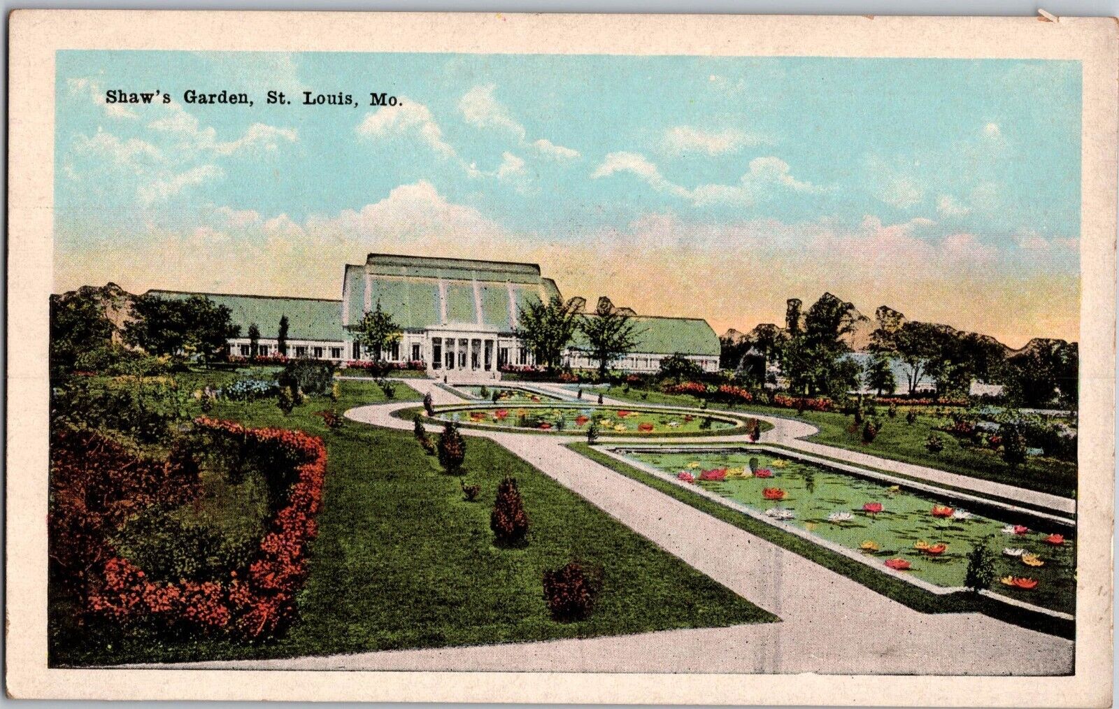 c. 1940 Vintage Postcard Shaw\'s Garden St. Louis Missouri Flora & Tower Grove Av