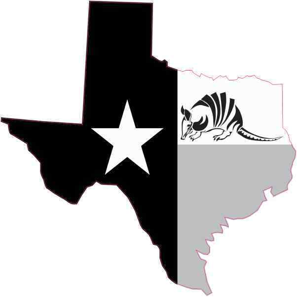 4in x 4in Black and White Armadillo Texas Sticker Car Truck Vehicle Bumper Decal